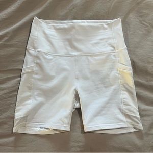Fabletics White On-The-Go Gym Shorts
